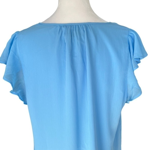 J. Crew - NWT Flutter Sleeve Key Hole Blouse Top Sz M - Picture 6 of 8